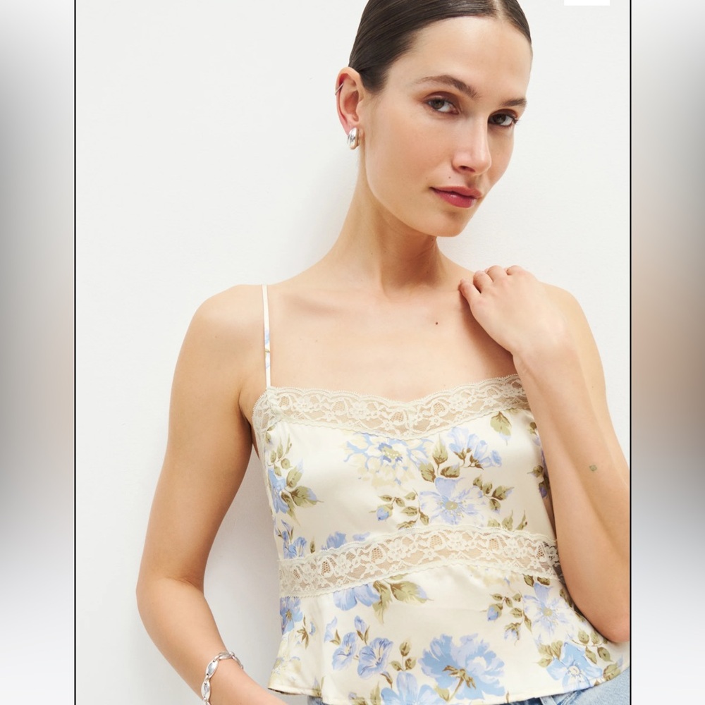 Reformation Lane Silk Top Romantic - Size XL